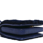 Mink Fur Snakeskin Crossbody Bag Navy
