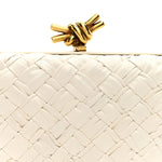 Foulard Intrecciato Minaudiere Knot Clutch Bone