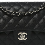 Caviar Quilted Medium Double Flap Black