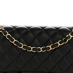 Lambskin Quilted Medium Double Flap Black