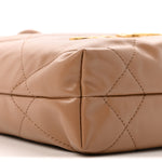 Shiny Calfskin Quilted Mini Chanel 22 Dark Beige