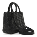 Ultra Matte Calfskin Cannage Medium Lady Dior Black