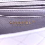Lambskin Quilted Mini Top Handle Rectangular Flap Light Purple