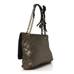 Crackled Metallic Lame Quilted Happy Partage Bag Gold