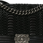 Calfskin Pleated Medium Boy Flap Black