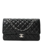 Caviar Quilted Medium Double Flap Black