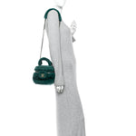 Shearling Lambskin Quilted Small Vanity Case Green