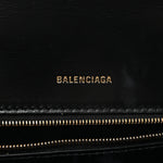 Shiny Box Calfskin Small Hourglass Top Handle Bag Black