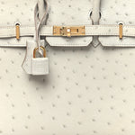 Ostrich Birkin Sellier 25 Gris Perle