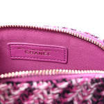 Tweed Quilted Mini Clutch With Chain Purple