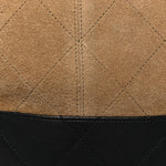 Suede Shiny Lambskin Quilted Large Shopping Bag Beige Black