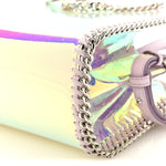 Holographic Faux Leather Mini Falabella Silver