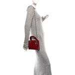Patent Cannage Mini Lady Dior Red