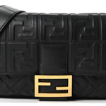 Nappa FF 1974 Embossed Large Baguette Black