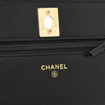 Lambskin Quilted Trendy CC Wallet On Chain WOC Black
