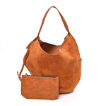 Suede Calfskin Medium Lotus Tote Caramel