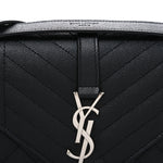 Grain De Poudre Textured Mixed Matelasse Triquilt Medium Monogram Satchel Black