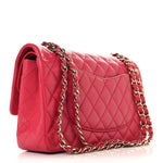 Caviar Quilted Medium Double Flap Dark Pink