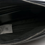 Fabric Jacquard Calfskin Barocco Wristlet Pouch Black