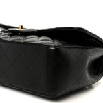 Lambskin Quilted Jumbo Double Flap Black
