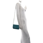 Lambskin Chevron Quilted Wallet On Chain WOC Turquoise