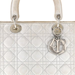 Metallic Nubuck Cannage Medium Lady Dior Silver