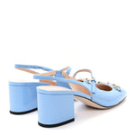 Vernice Crystal Horsebit Charlotte 42mm Slingback Pumps 37.5 Glacial Blue