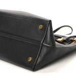 Pebbled Calfskin Alix Padlock Foldover Bag Black