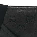 Piuma Calfskin Jumbo GG Embossed Medium Wristlet Messenger Bag Black