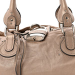 Metallic Calfskin Medium Paddington Satchel Taupe