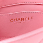 Lambskin Wenge Quilted Mini Fashion Wood Square Flap Pink