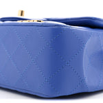 Lambskin Quilted Mini Hollywood Charms Rectangular Flap Blue