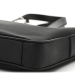 Re-Nylon Saffiano Metal Triangle Logo Briefcase Black