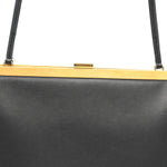 Smooth Calfskin Medium Clasp Shoulder Bag Black