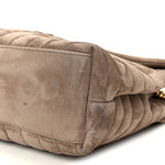 Suede Y Quilted Monogram Medium Loulou Chain Satchel Taupe