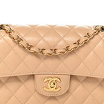 Caviar Quilted Small Double Flap Beige