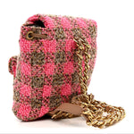 Wool Tweed Elegant Backpack Pink Brown