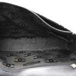 Calfskin Quilted Wild Stitch Large Top Handle Flap Black