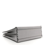 Grained Calfskin Medium Rockstud Double Handle Horizontal Tote Pastel Grey
