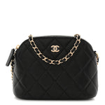 Caviar Quilted Classic Clutch With Chain Black