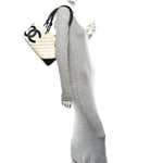 Calfskin Quilted Large Cambon Bowler White Black