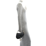 Grained Calfskin Mini Saddle Bag Black