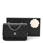 Caviar Quilted Mini Wallet On Chain WOC Black