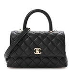 Caviar Quilted Mini Coco Handle Flap Black