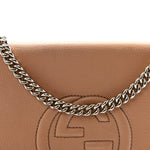 Pebbled Calfskin Medium Soho Flap Crossbody Camelia