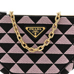 Jacquard Triangolo Symbole Embroidered Mini Triangle Bag Black Alabastro
