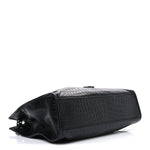 Calfskin Crocodile Embossed Monogram Medium Niki Shopping Bag Black