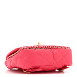 Lambskin Quilted Resin Chain Around Backpack Pink
