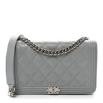 Caviar Quilted Boy Wallet On Chain WOC Grey