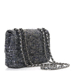 Sequin Quilted Small Single Flap Grey Dark Grey